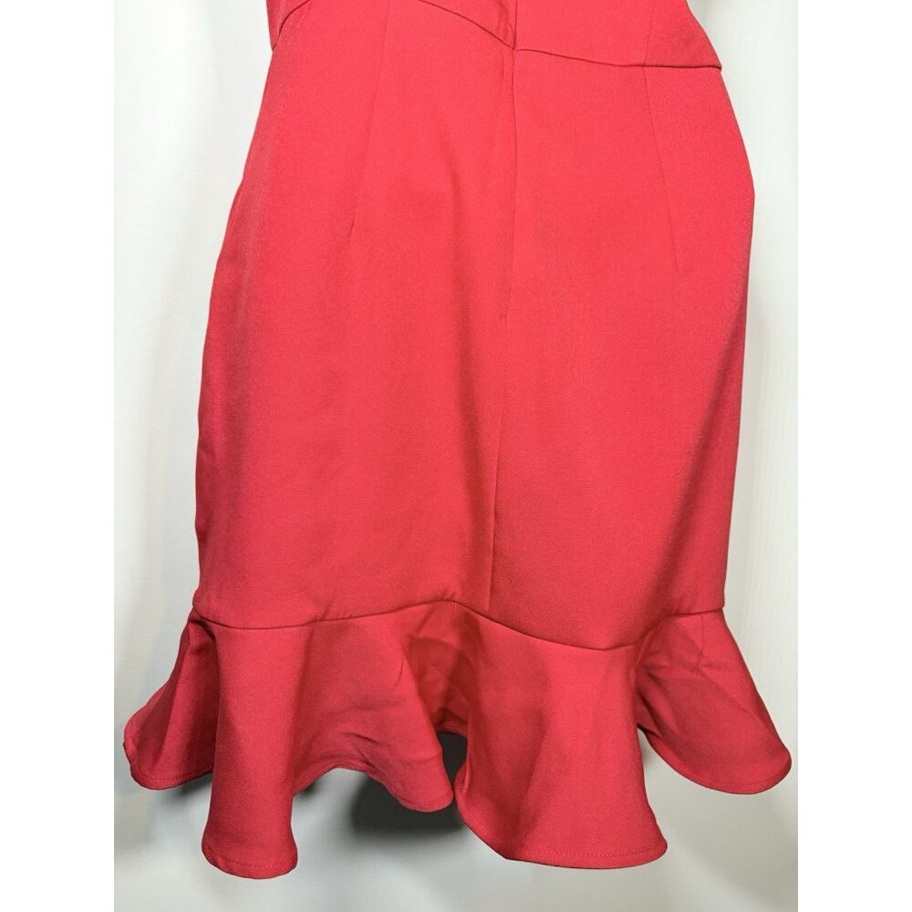 New TCEC Red‎ One Shoulder Ruffle Dress Size Large - Picture 7 of 9